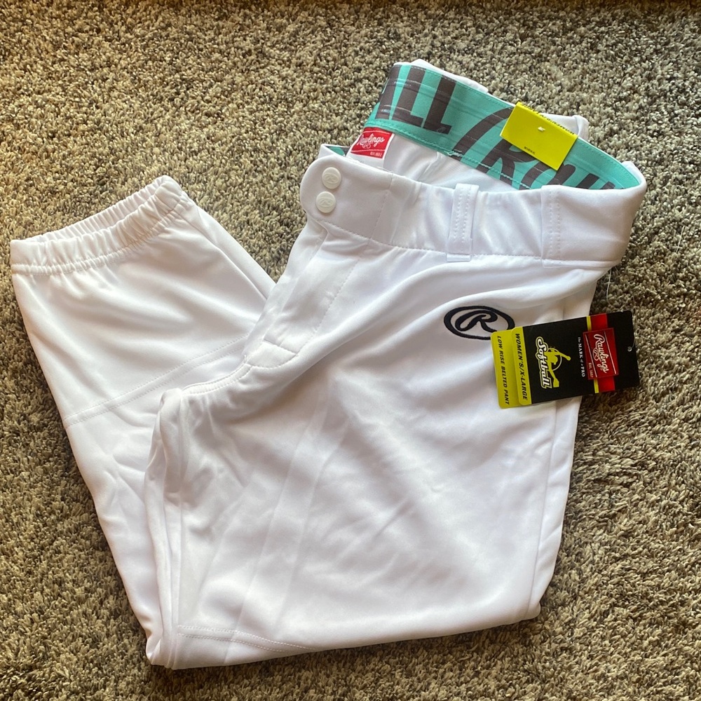 Rawlings White Low Rise Belted Softball pant